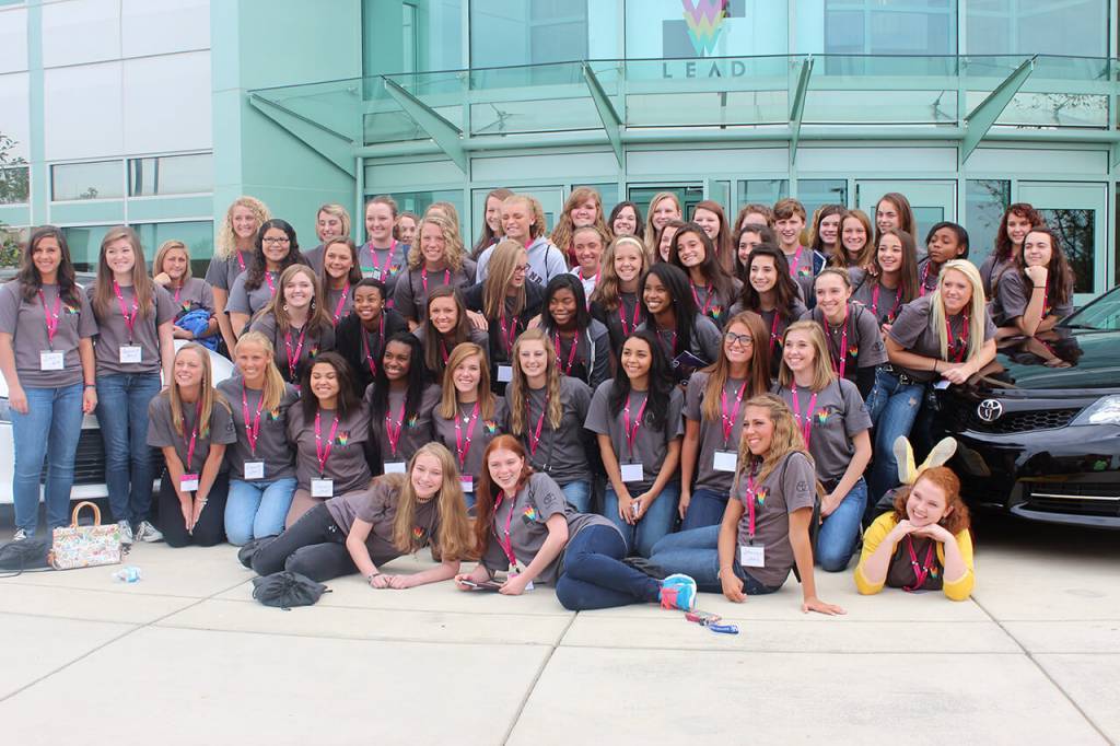 A large group of girls together at a YWL event.